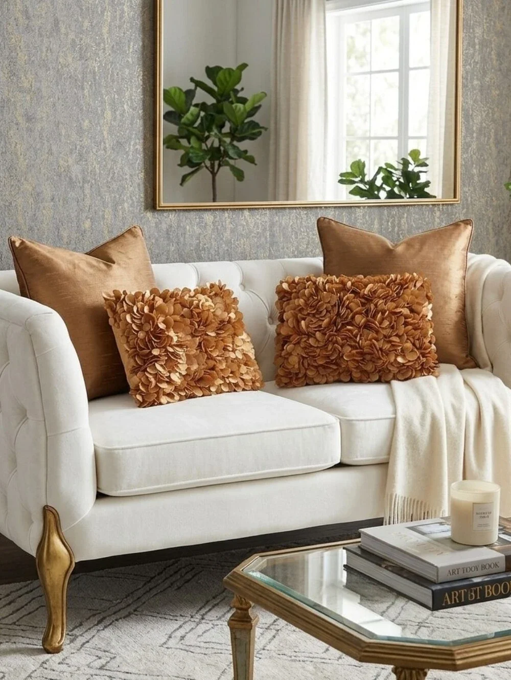Pier 1 3D Gold Petal Bloom Accent Pillows (Set of 2)